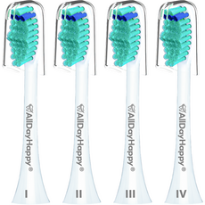 Alldayhappy 替換用電動牙刷頭+安全透明蓋組, HX6014P, 白色(牙刷頭), 4組
