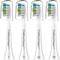 Alldayhappy 替換用電動牙刷頭+安全透明蓋組, HX6064P, 白色(牙刷頭), 4組