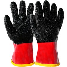 HANWOO PVC塗層刷毛防寒手套 雙手組 黑色, 1套