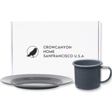 烏鴉峽谷馬克杯+平底盤套裝, 灰色斑點, 馬克杯+平底盤, 1組