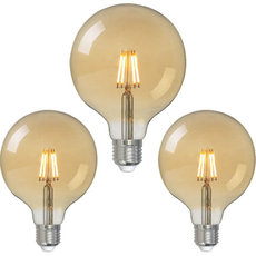 EDEN MARKET 愛迪生燈泡 4W G125, 燈泡色, 3個