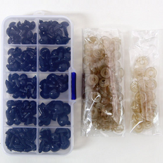 Knitt 娃娃眼睛 5種 x 22p + 墊圈 122p + 大墊圈 26p 套組, 混合色, 1套