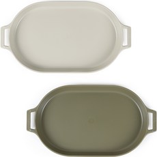 incoc 橢圓盤2件組, 單品, 象牙白 + 卡其色, 1套