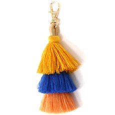 Knitt 三層流蘇包包掛飾, 黃色 + 藍色