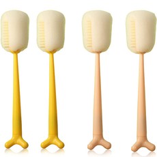 站立式隨行杯奶瓶刷2款 x 2p組, 黃色, 粉紅色, 1套