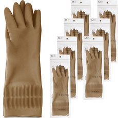 Saengong 生活工作所 橡膠手套組, 米色, 8包, 中(M)