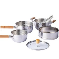 Leo Poldi IH爐適用Sencillo系列不鏽鋼鍋具組, 混色, 單柄鍋 16cm+單柄鍋 20cm+雙耳鍋 20cm+蒸籠+玻璃鍋蓋+食物夾