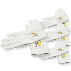 BRENCE 女性用微笑合成皮高爾夫手套 左右手套組 雙手用 4雙, 白色, 1套