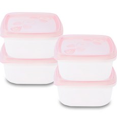 homehouse 矽膠蒸氣孔保鮮盒 粉色 370ml, 單品, 4個