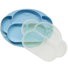 ange 猴子造型吸附式餐盤+透明蓋, Sky Blue