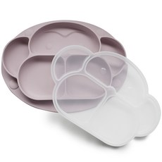 ange 猴子造型吸附式餐盤+透明蓋, Warm Gray