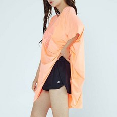 soleil 女款夏日愛心短袖斗篷+黑色簡約衝浪褲套裝