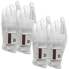BRENCE 女士 Finger Line 皮革高爾夫手套 左手用, 白色, 4個