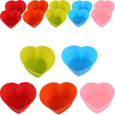 矽膠愛心烘焙馬芬杯 5款 x 3入, 混色, 1套