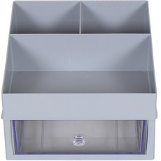 슬림미니 화장품 소품 정리함 대서랍 2단, 그레이, 1개