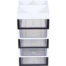 슬림미니 화장품 소품 정리함 대서랍 6단, 블랙 + 화이트, 1개