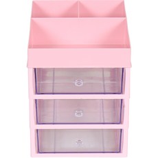 슬림미니 화장품 소품 정리함 대서랍 4단, 핑크, 1개
