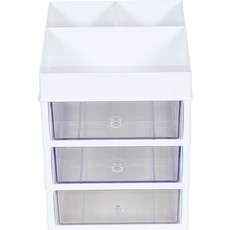 슬림미니 화장품 소품 정리함 대서랍 4단, 화이트, 1개