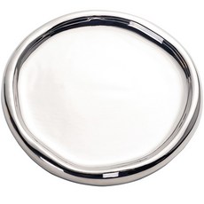 4色鍍鎳閃亮展示用圓形托盤, 銀色