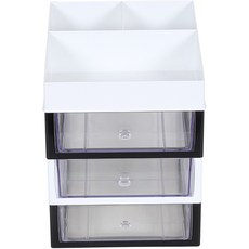 슬림미니 화장품 소품 정리함 대서랍 4단, 블랙 + 화이트, 1개