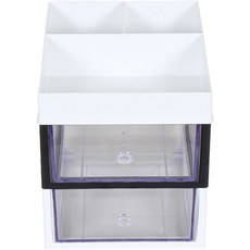 슬림미니 화장품 소품 정리함 특대서랍 3단, 화이트 + 블랙, 1개