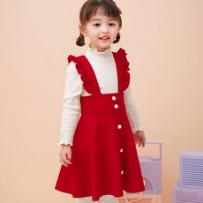 JELISPOON 女童款荷葉邊洋裝+長袖t恤