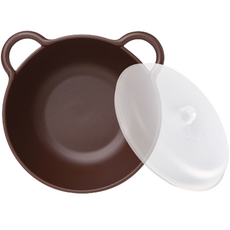 NIneware 韓國製小熊造型麥片碗+蓋子, 棕色, 1組