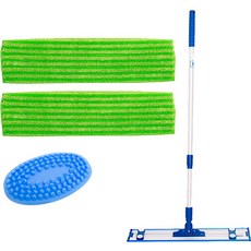 Clean Mate 加厚綠色清潔墊 大 2入 + A型拖把 + 刷子套組, 1套