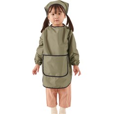 BEBE CHOUETTE 兒童粉彩長袖美術罩衫 + 頭巾套組