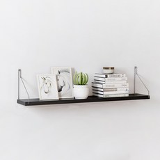 퍼니셀러 홈 인테리어 벽걸이 우드 선반, 블랙, 1단