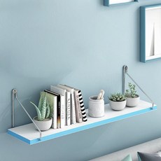 Funny Seller 客廳木製壁掛層架, 1層, 白藍色