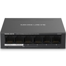머큐시스 PoE+ 4포트 40W 6포트 데스크톱 스위치 허브, MS106LP, 1개