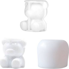 1구 실리콘 얼음틀 곰돌이 소 + 곰돌이 대 + 장미 세트, 화이트