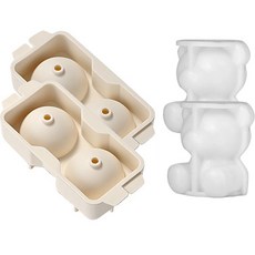 실리콘 얼음틀 구슬 2구 2p + 곰돌이 1구 대 2p 세트, 화이트(구슬 2구 얼음틀), 화이트(곰돌이 1구 대 얼음틀)