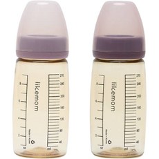 Like Mom PPSU 不間斷奶瓶雙裝 2 件套, 黑米紫+薰衣草灰, 270ml, 1組