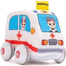 jollybaby 回力車汽車玩具 布製安撫娃娃, 救護車