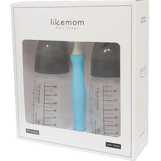 Like Mom PP奶瓶150ml（2款）+清潔刷套裝禮包, 白色、灰色（奶瓶）, 150ml, 1組