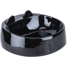 Lanboer 寵物陶瓷叉匙餐具, 黑色, 1個