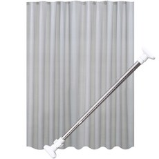 JLIFE 簡約素色浴室浴簾 + 桿 + 掛環套組, 灰色系, 1套