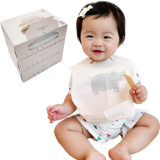 BelleBaby 嬰幼兒一次性圍兜 盒裝, 河馬, 60張