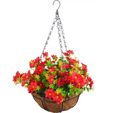 퍼니셀러 홈 인테리어 조화 꽃 바구니 에어플랜트 레드, 1개