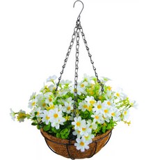 퍼니셀러 홈 인테리어 조화 꽃 바구니 에어플랜트 화이트, 1개