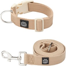 Mungtem 寵物調色盤項圈 + 牽繩套組, 粉米色, 1套