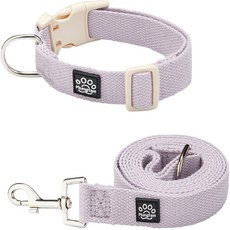 Mungtem 寵物調色盤項圈 + 牽繩套組, 粉紫色, 1套