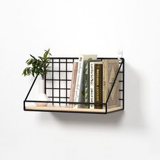 Funny Seller 多用途壁掛式木製層架, 黑色, 1層