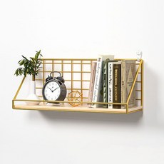 Funny Seller 多用途壁掛式木製層架, 金色, 1層