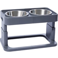 DING DONG PET 優質可調節高度大型犬2格餐具, 混色, 1個