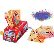 Jolly Baby魔術紙巾盒玩具布玩具蒙台梭利寶寶發育沐浴玩水玩玩具觸覺遊戲分娩禮物套裝, 3.消防車魔術紙巾盒