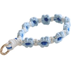 Kkokka 花朵繩結鑰匙圈, 天空藍, 1個