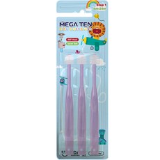 MEGA TEN 兒童360牙刷 平面 1階段, 紫紅色, 3入, 1個